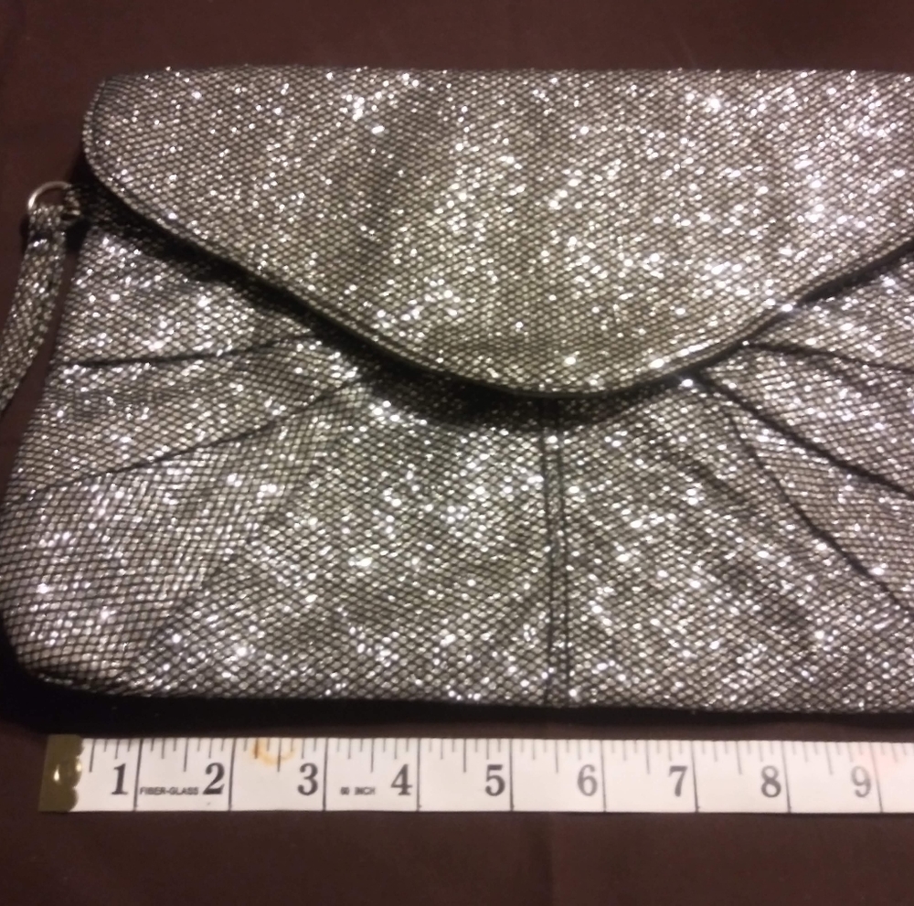 Shiny silver large wristlet/ clutch